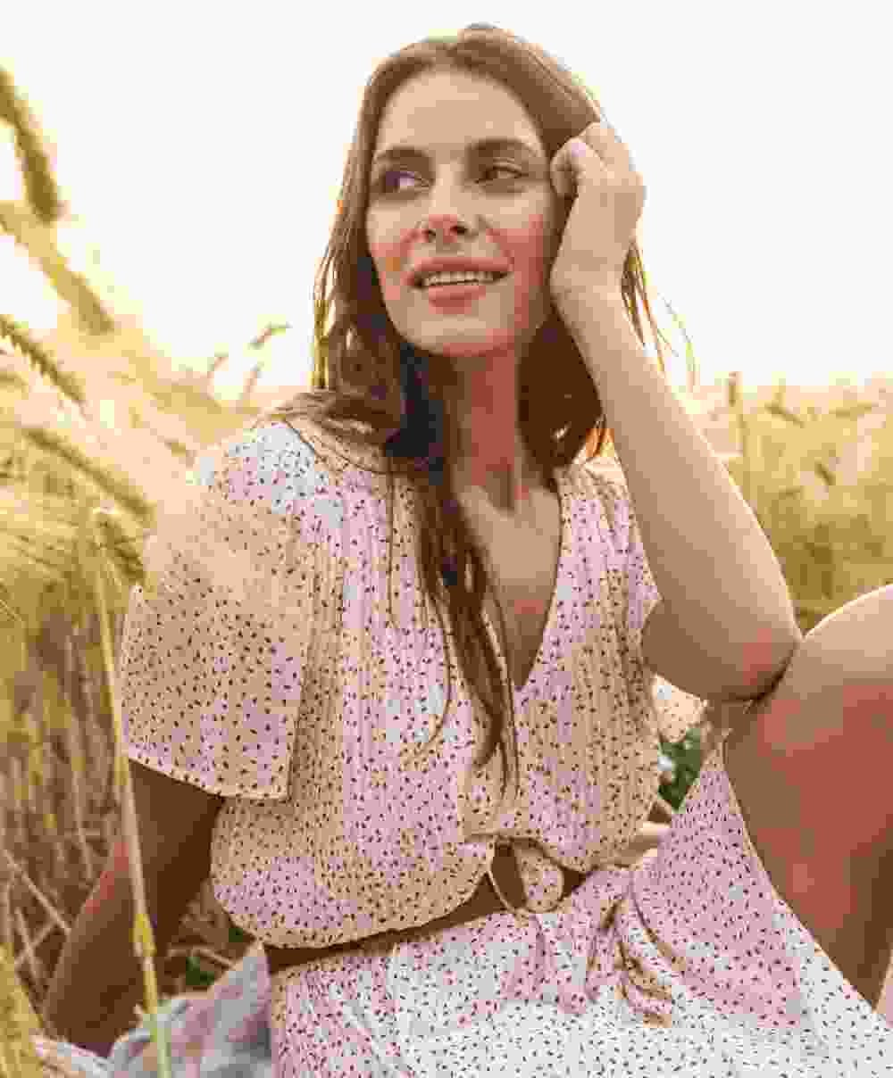 Dots Print Floral Dress - Image 5