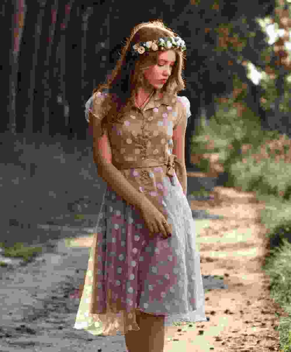 Dots Printed Short Dress - Image 5